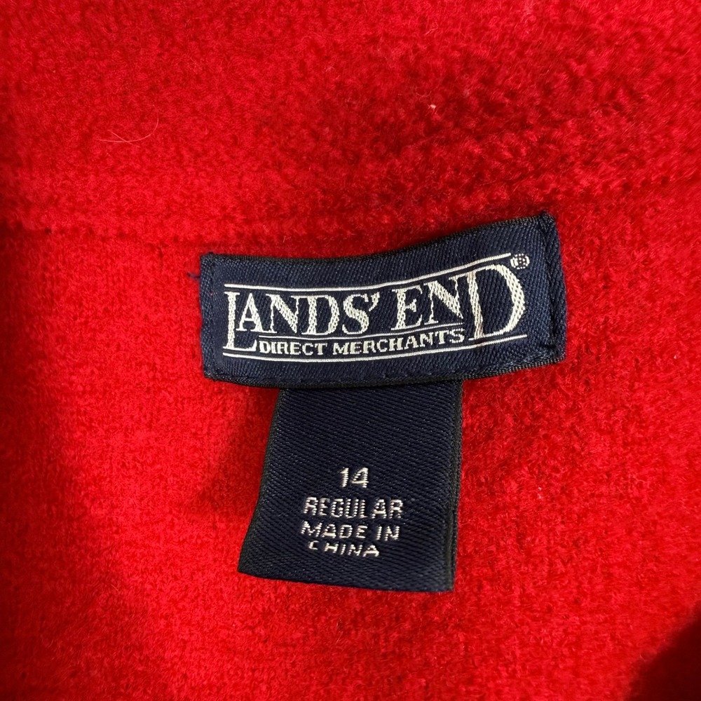 Lands End Red Wool Button Front Collared Jacket W… - image 3